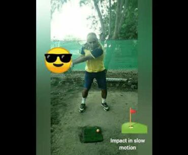 Slow motion natural sound of Golf club contact with ball