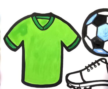 Drawing and coloring soccer shirts, shoes and soccer balls for children - House Painting