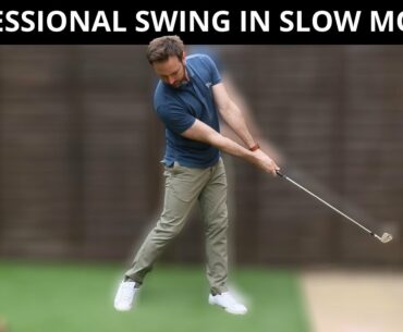 THE PROFESSIONAL GOLF SWING IN SLOW MOTION FACE ON CAMERA WEDGES, IRONS, FAIRWAY AND DRIVER - 240FPS