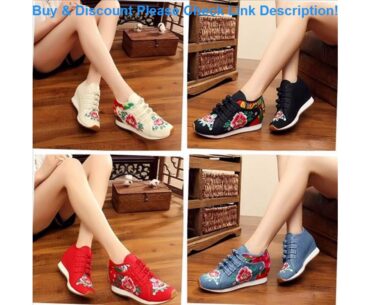 Slide women Cloth Embroidered Shoes Female Sports running Shoes Wedge heel