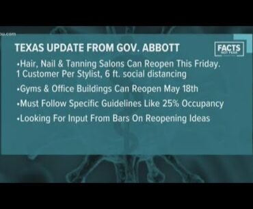 Gov. Abbott: Texas hair salons, barbershops, nail salons can open on Friday, May 8; gyms can open on