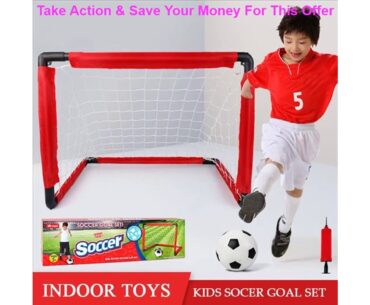 Slide WISHOME Kids Soccer Goal Set Mini Football Goal Indoor Family Game Square Soccer Goal Net for