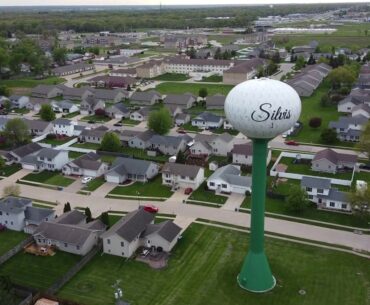 visiting the golf tee water tower by drone