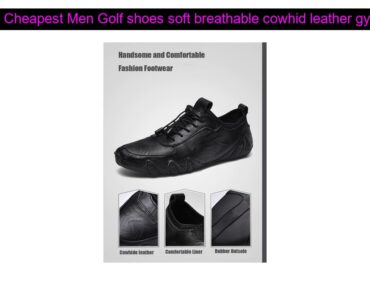 Recommended Men Golf shoes soft breathable cowhid leather gym shoes LACES slip-on flat driving shoe