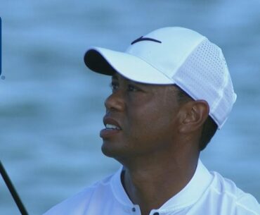 Tiger Woods drops his 3-wood on a dime at Hero