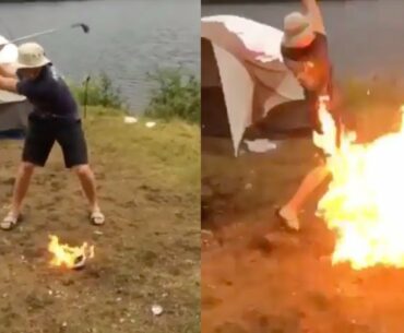 Kids Hitting Golf Balls on Fire Goes HORRIBLY Wrong