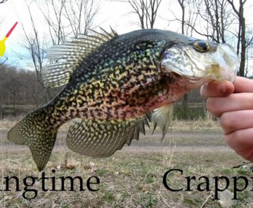 Bobber Fishing for Springtime Crappies on the Bank! + SNAPPING TURTLE?!?