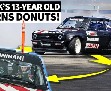 Ken Block Teaches His 13-Year-Old Daughter To Do Donuts... in the Gymkhana Ford Escort!