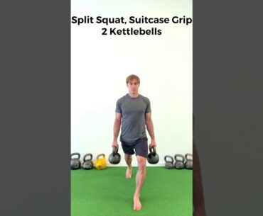 Split Squat, Double Kettlebell (suitcase grip)