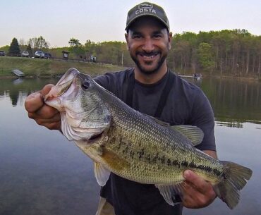 SPRING BASS FISHING FROM SHORE!!! (Drop Shot Hawg!) ~Tips & Techniques~