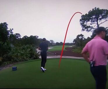 Funniest moment:  Tom Brady hits his drive onto adjacent fairway, Tiger Woods let's him have it