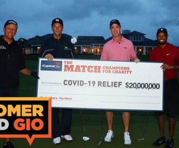 Peyton Manning and Tiger Woods defeat Tom Brady and Phil Mickelson in golf | Boomer and Gio