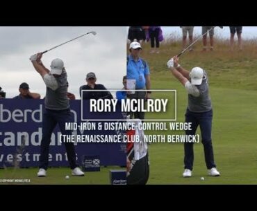 Rory McIlroy Golf Swing mid-iron & wedge (face-on) ASI Scottish Open, North Berwick July 2019.