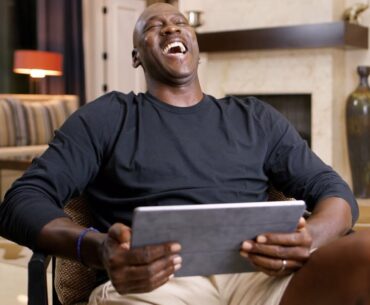 Michael Jordan laughing at Gary Payton's video