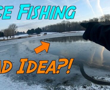 ICE FISHING a HALF FROZEN Pond?! (Surprising Result)