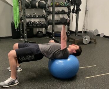 Single Arm Bench Press - Stability Ball, Dumbbell; Eliminate Back Pain and Get Stronger All At Once!