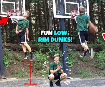 FUN LOW RIM DUNK SESSION!!! Fun Kid Low Rim Dunks - 5’7” Dunk Journey #101