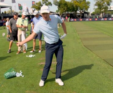 Justin Rose’s "incremental drill" to warm up on range