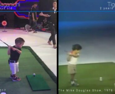 Nathan vs Tiger  Woods 2 year old golf swing