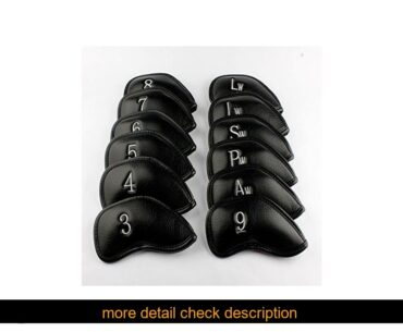 Cheap12pcs/Set Black Waterproof Synthetic Leather Golf Iron Head Covers Set with Number Embroidered