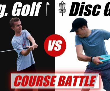 DISC GOLF vs REGULAR GOLF | on course BATTLE | Which will be crowned BEST GOLF?
