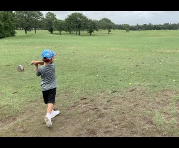 3-Year-Old Golf Swing! First time Driving Range