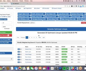 RotoQL   Golf Lineup Optimizer Tutorial