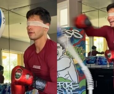 WOW!!! RYAN GARCIA TAPS INTO BRUCE LEE METHODS, HITTING KOBRA BAG WHILE BEIND BLINDFOLDED