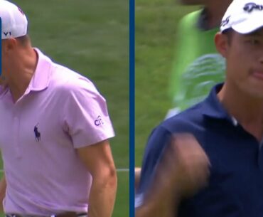 Justin Thomas, Collin Morikawa drain long-range birdies on first playoff hole at Workday