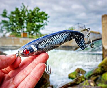 Fishing With BIG BAITS In A WATERFALL SPILLWAY!!! (Unbelievable)