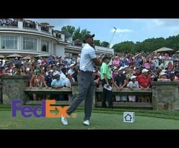 Tiger Woods' tee shot leads to birdie in Round 2 at Quicken Loans