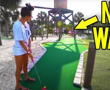 Elisha Gets A ONCE IN A LIFETIME Mini Golf Hole In One!