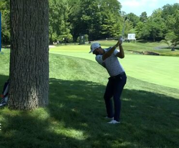 Dustin Johnson’s LEFT-HANDED approach at the Memorial Tournament