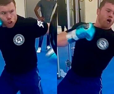 CANELO DROPPING BOMBS ON THE HEAVY BAG TRAINING FOR CALLUM SMITH OR JOHN RYDER FIGHT!