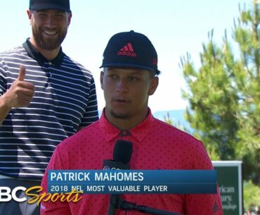 Chiefs' Travis Kelce interrupts Patrick Mahomes' interview with wet willy during ACC | NBC Sports