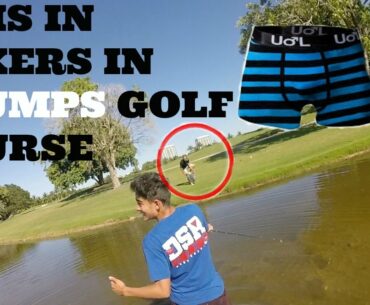 WEARING UNDERWEAR IN TRUMPS GOLF COURSE!BASS FISHING WITH CRANKBAITS!