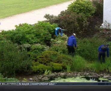 Watch Pepperell shank a shot off building