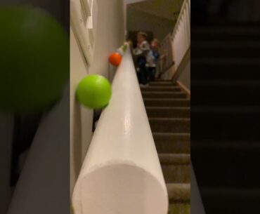 sending golf balls down the handrail