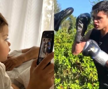 ADORABLE! RYAN GARCIA’S BABY IN AWE OF HIS SKILLS & SPEED ON THE MITTS, CHEERS HIM ON “DADA!”