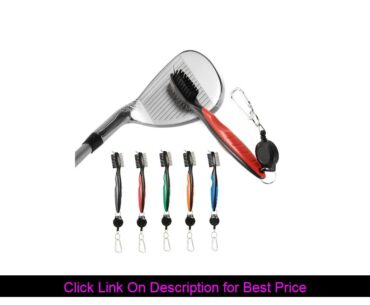 Golf Club Cleaning Brush Double-Side With Keychain for Golf Club with Retractable Zip-line Tool