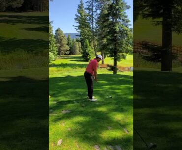 Teeing off with 7 iron at Sun Country Golf Course, Cle Elum, WA