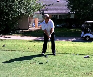 Les Vance tees off on 10 at the Woodhaven CC Tounament