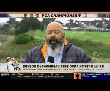 ESPN FIRST TAKE | Michael Collins updates from PGA Championship: Tiger Woods seeks 16th major title