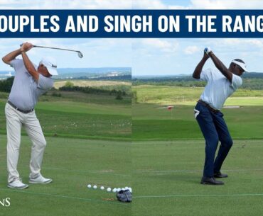 Legends Fred Couples and Vijay Singh warm up | Charles Schwab Series