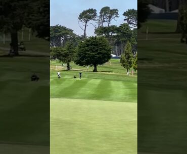 Tiger Woods approach par 4 2020 PGA golf championships at Harding, golfing a mid iron San Francisco