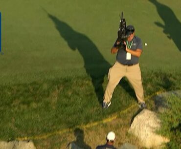 Cameraman dodges golf ball at Dell Technologies