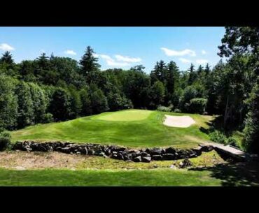 The par 4, 8th hole at Breakfast HIll Golf Club in Greenland, New Hampshire