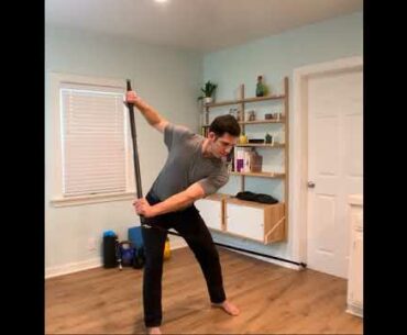 Lateral step and chop (golf posture  - low side anchor)