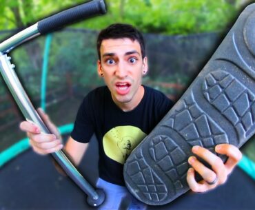 I SKATEBOARDED MY TRAMPOLINE SCOOTER?!