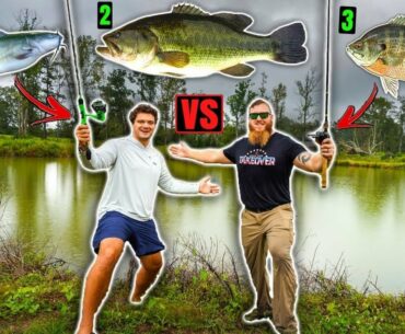 CRAZY 1v1 Fishing Challenge in Backyard Pond (Me vs Andrew!!!)